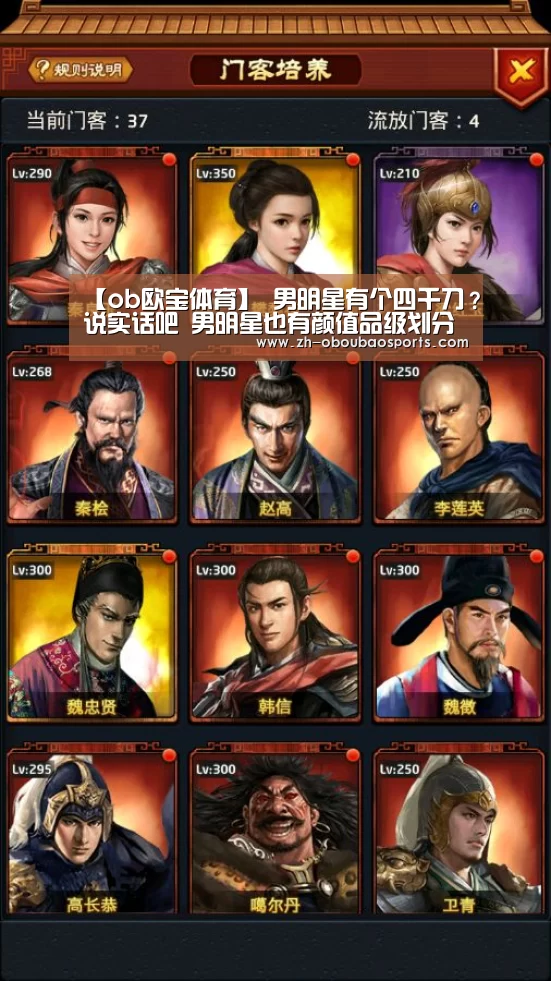 【ob欧宝体育】
男明星有个四千刀?说实话吧 男明星也有颜值品级划分(图3) ob欧宝体育